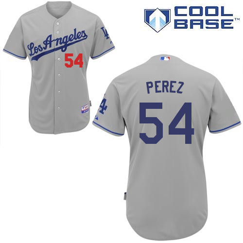 Chris Perez #54 MLB Jersey-L A Dodgers Men's Authentic Road Gray Cool Base Baseball Jersey